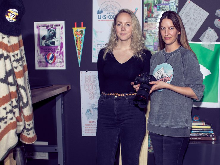 Lucy Prouty (Designer) and Jesse Dawson (Photographer) look over some photos from the morning.