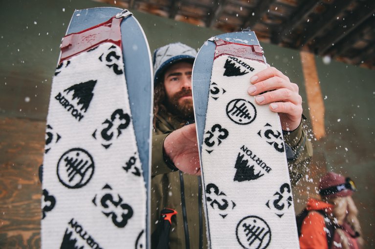 Danny Davis setting up his splitboard