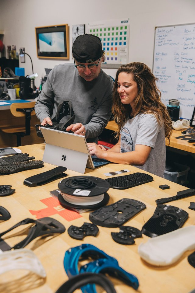 Employees using microsoft surface in the prototype lab