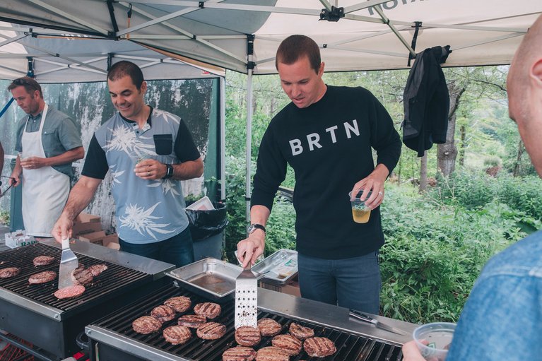 Burton Annual Company Meeting John Lacy Grilling Food