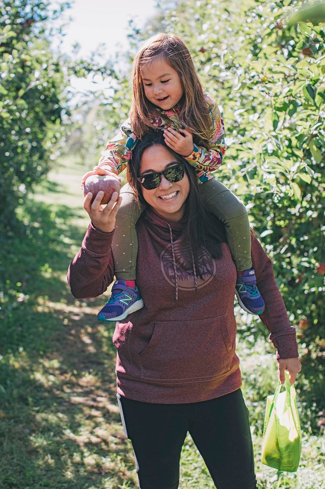 Burton employee Miya with her daughter