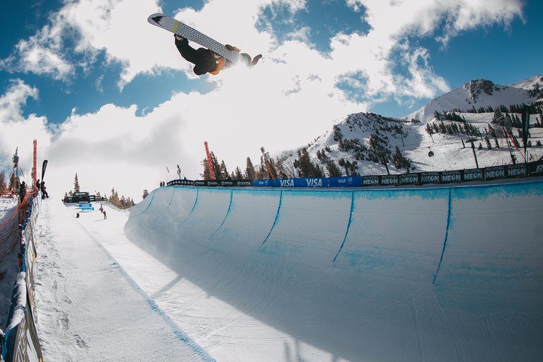 Danny Davis, switch method in the pipe at the Burton U.S.Open.