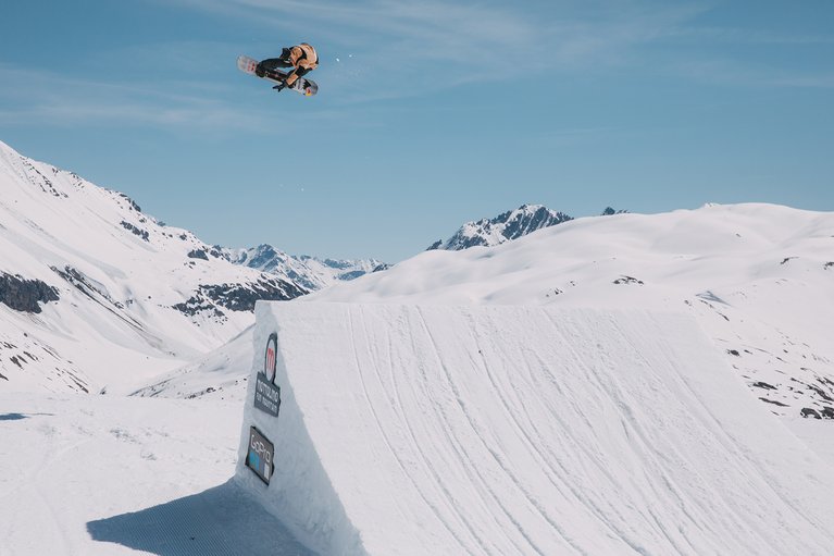 Mark McMorris sending a backside 180 on the Process snowboard.