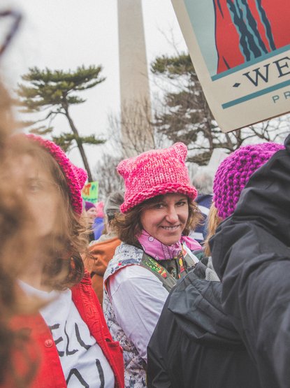 Donna in the sea of pink hats.