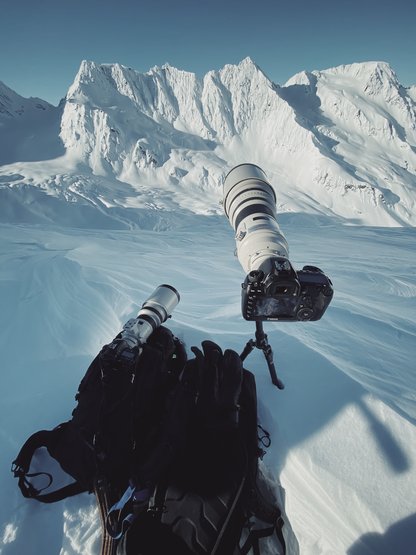 Behind the lens view of Aaron's set up in Alaska.