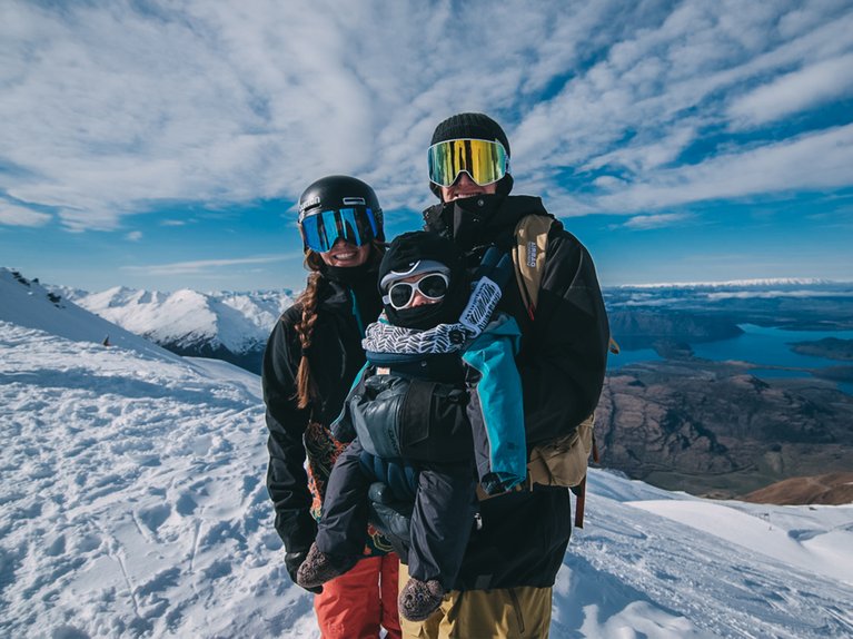 Kimmy, her son Koa, and husband Chris Benchetler in New Zealand