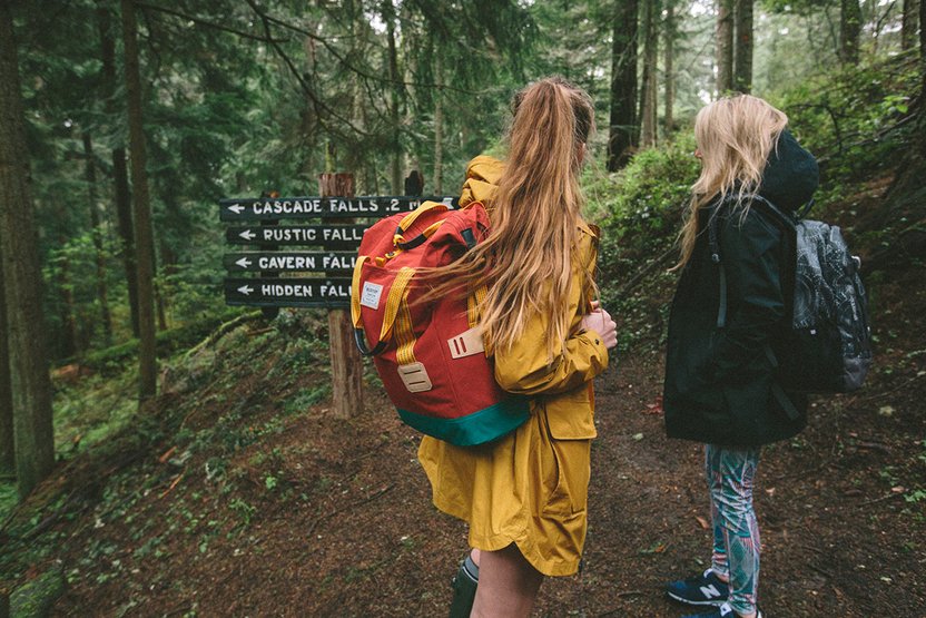 Off for a walk in the woods.