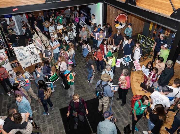 Burton employees and people from the community were invited to our Burlington, Vermont headquarters to make signs and march together.