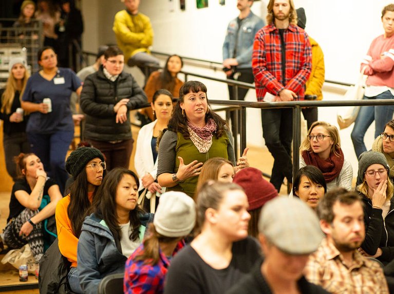 An attendee asks a question in Denver.