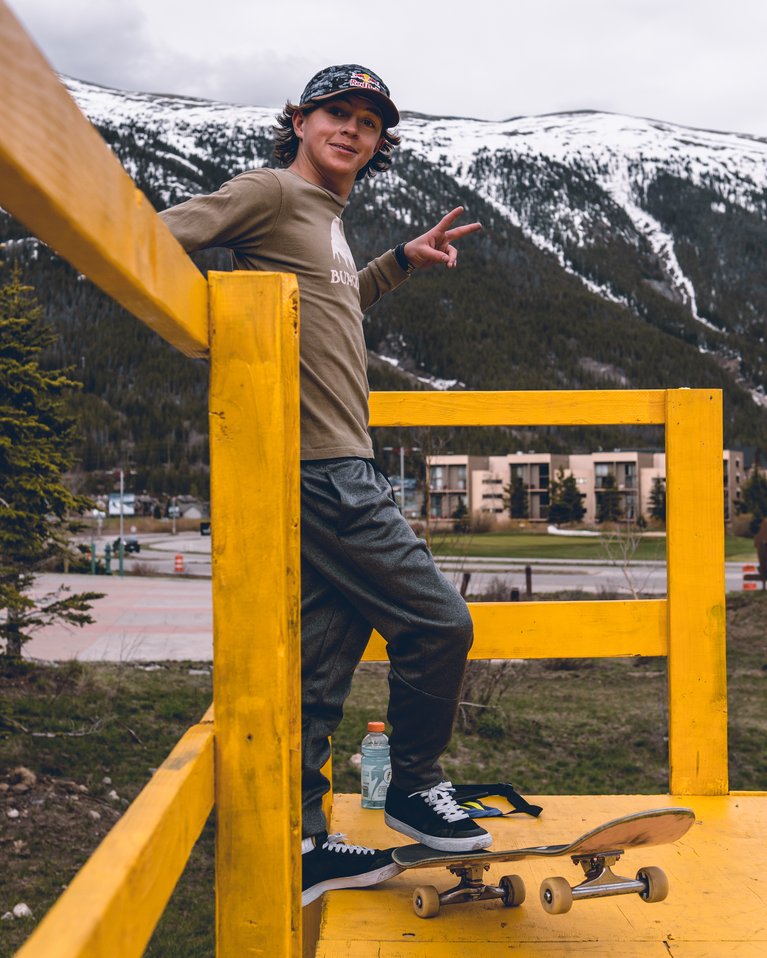 Jake Canter standing on a mini ramp.