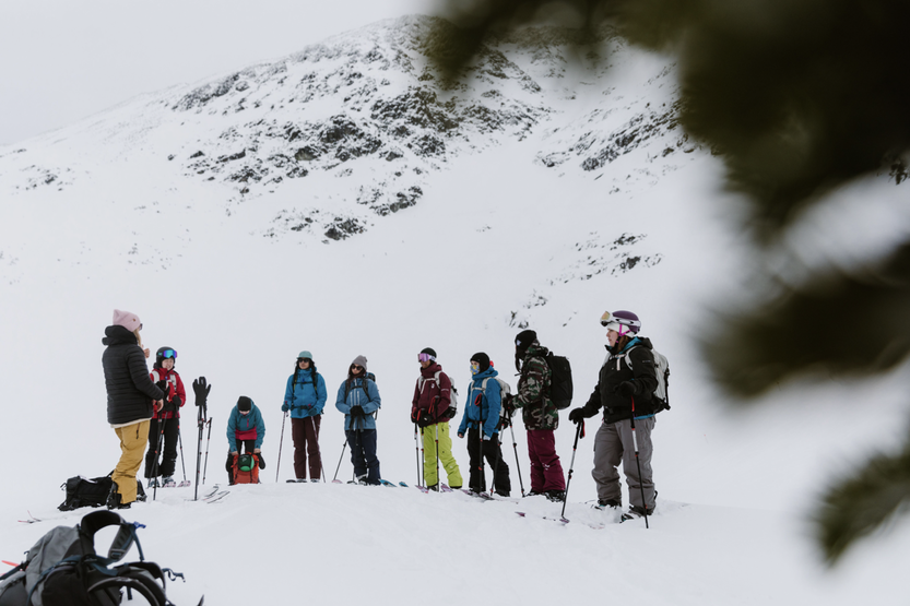 After the skin to the top. Kate starts to teach the AST-1 outdoor session of the course.